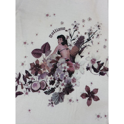 Galliano t-shirt white big logo women floral