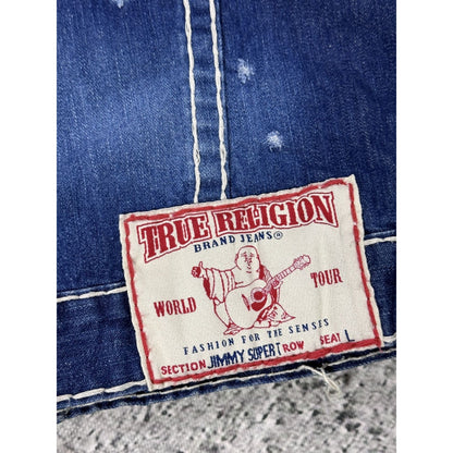 True Religion denim jacket blue white stitching vintage