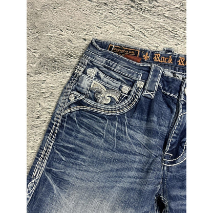 Rock Revival vintage jeans blue white stitching Y2K