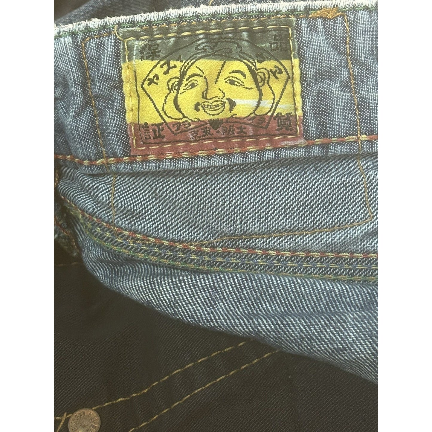 Evisu jeans vintage navy blue white seagulls Rasta EU ED