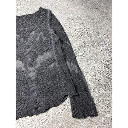 True Religion mesh transparent longsleeve horseshoe