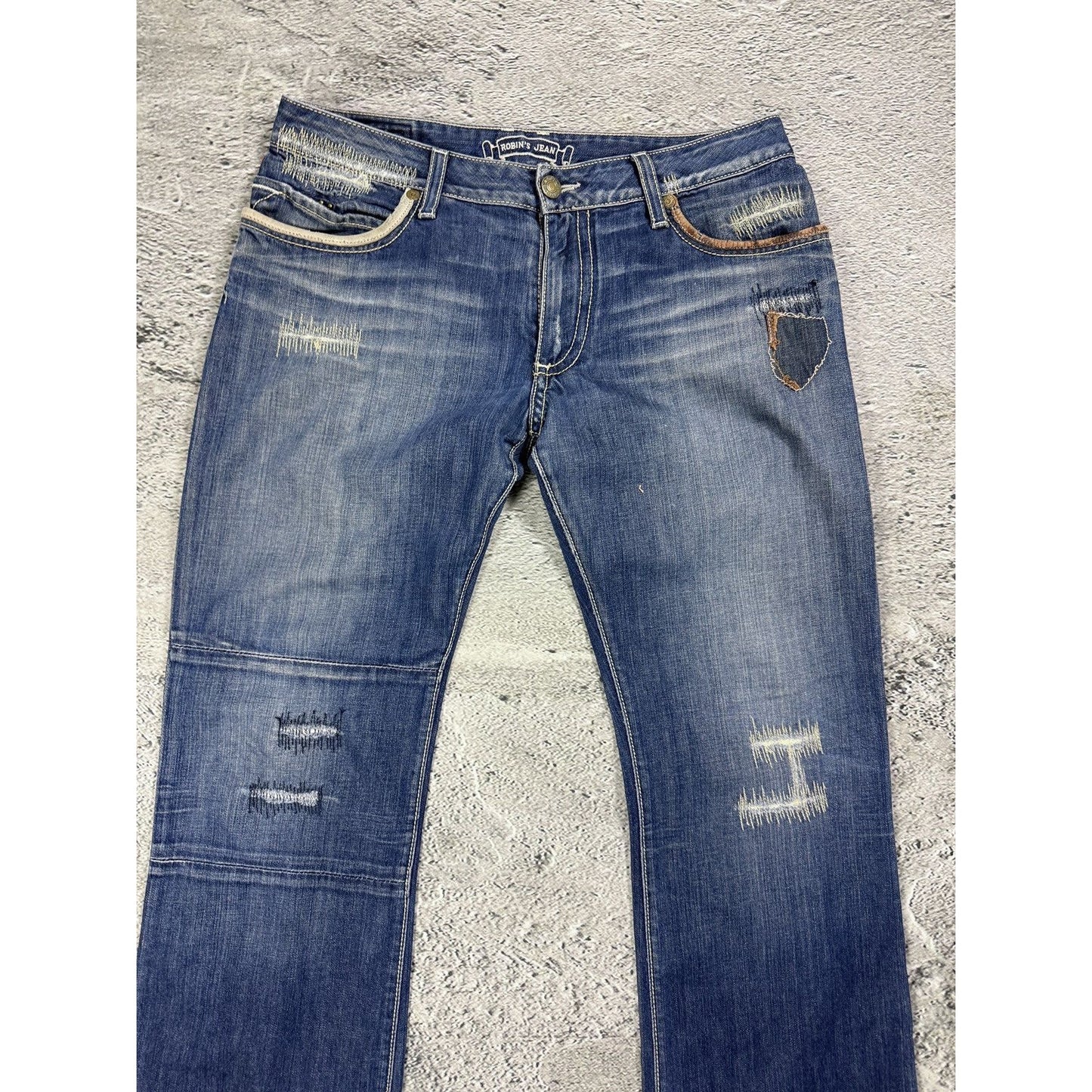 Robins jeans blue jeans straight Y2K blue brown