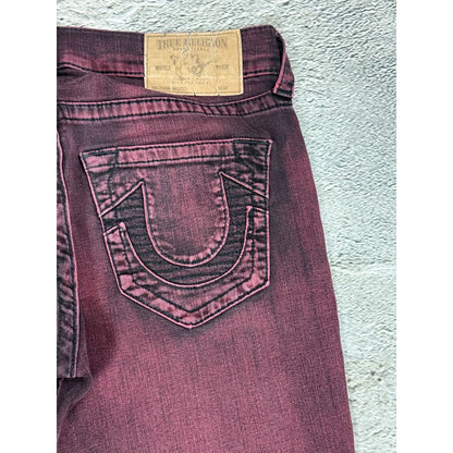 True Religion jeans biker burgundy red Moto washed Y2K slim skinny