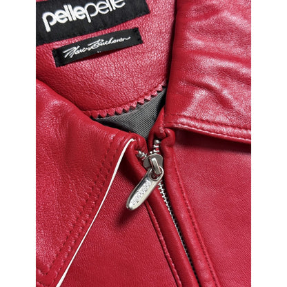 Pelle Pelle leather jacket red white studded big logo swag