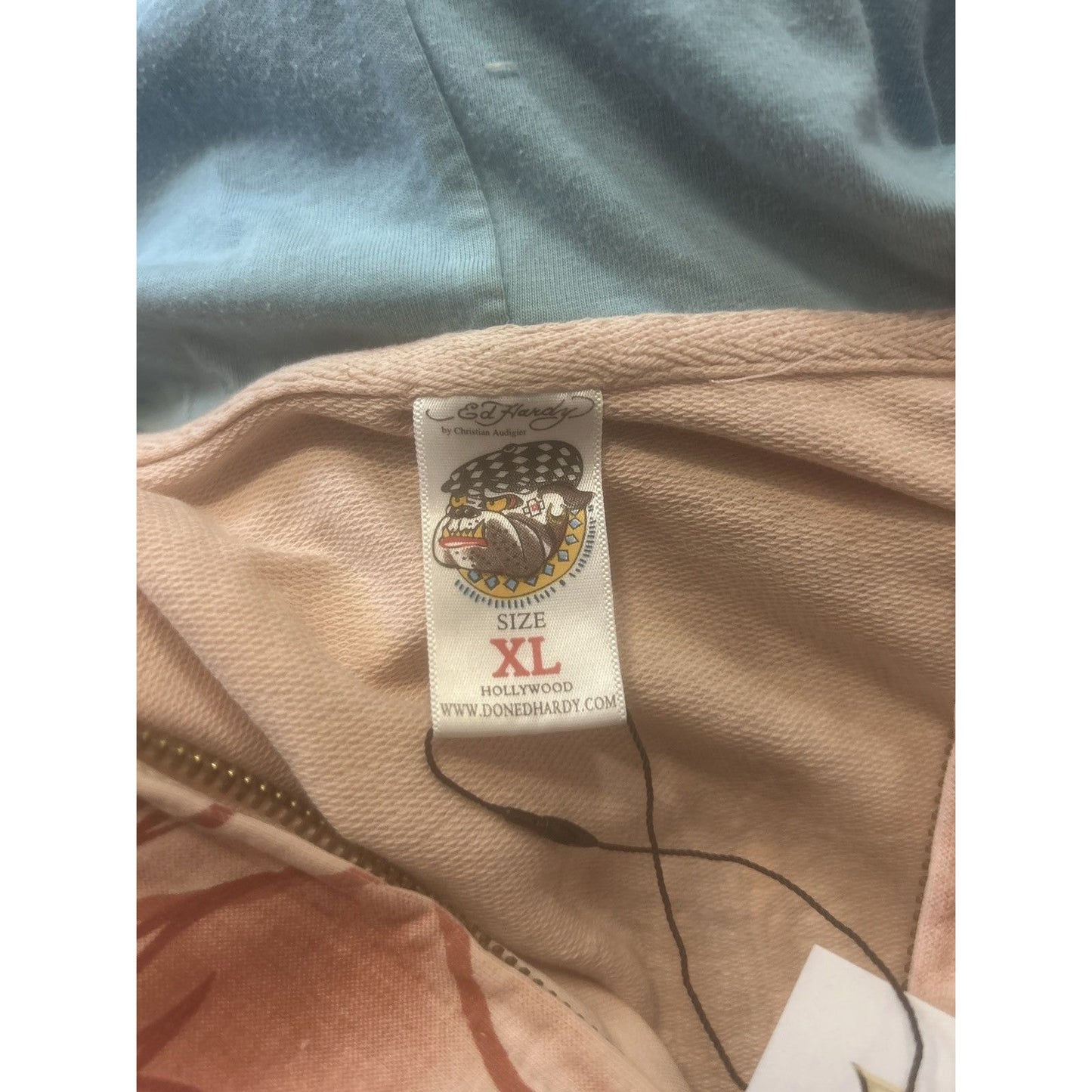Ed Hardy zip hoodie black red vintage Y2K faux fur