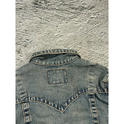 True Religion vintage denim jacket blue contrast stitching