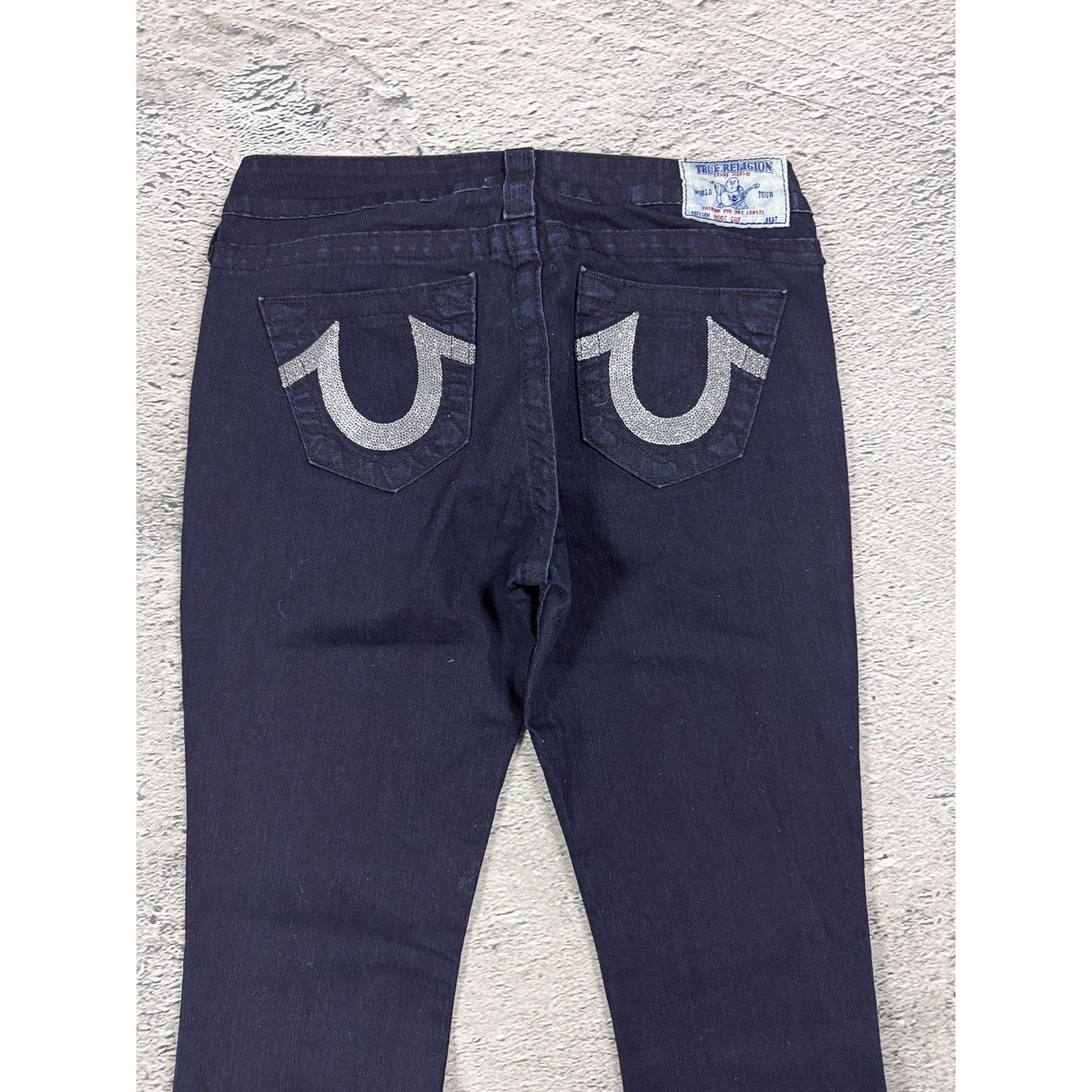 True Religion blue jeans flared bootcut dark glitter shiny