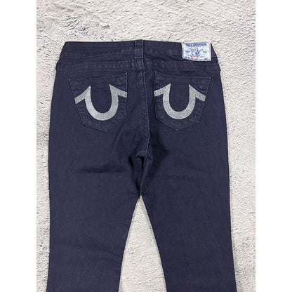 True Religion blue jeans flared bootcut dark glitter shiny