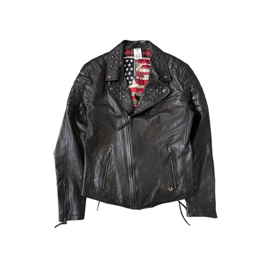 True Religion leather jacket black Y2K Avant Garde