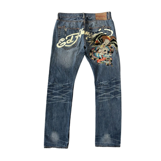 Ed Hardy Christian Audigier vintage jeans big logo pants