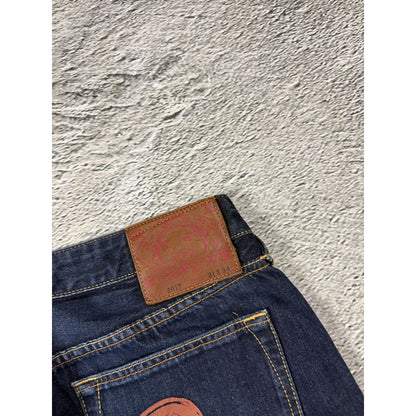 Evisu jeans brown logo selvedge navy raw denim vintage