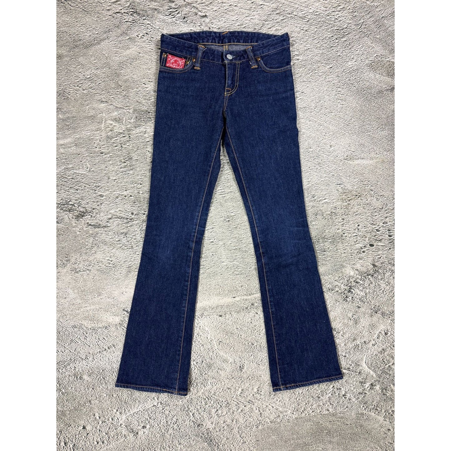 Evisu Donna jeans bootcut heart pink seagull embroidery