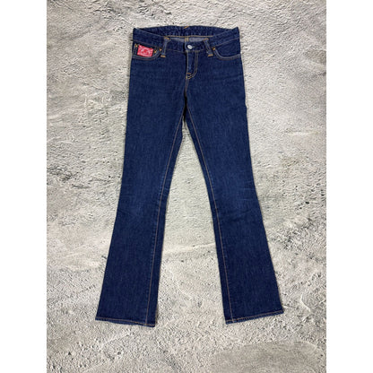 Evisu Donna jeans bootcut heart pink seagull embroidery