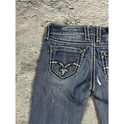 Rock Revival rhinestone glitter jeans Y2K flared denisa