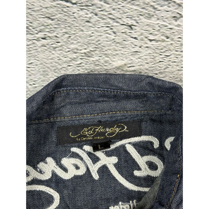 Ed Hardy denim shirt button up Y2K