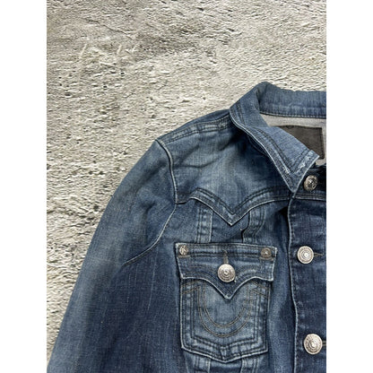 True Religion vintage denim jacket navy contrast stitching