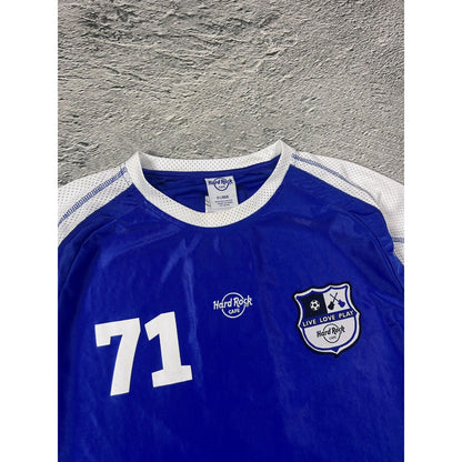 Hard Rock Cafe vintage football jersey blue flags soccer