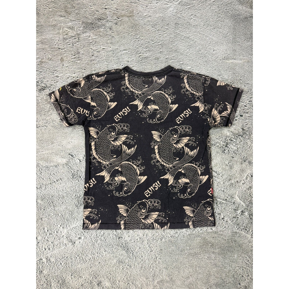 Evisu t-shirt vintage koi fish big logo brown gray