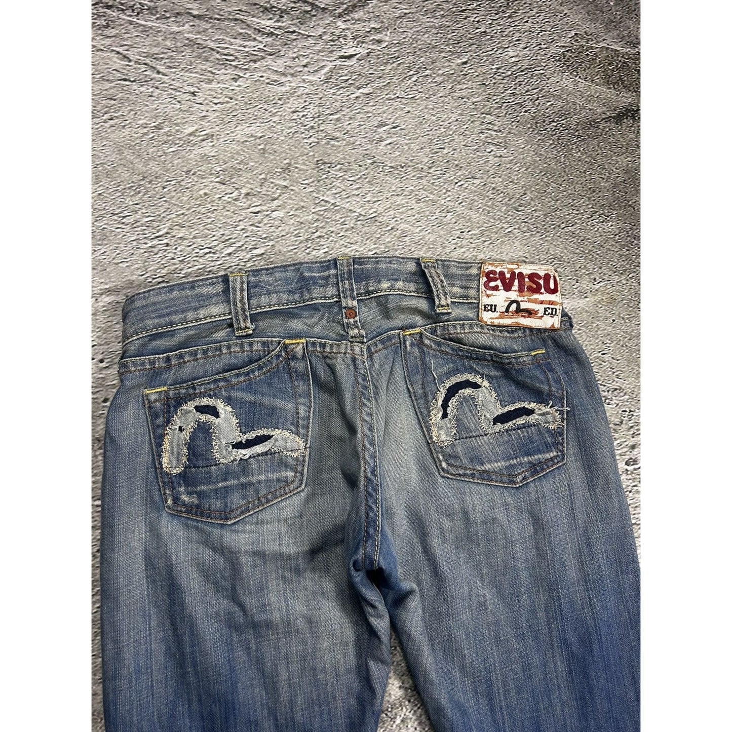 Evisu EU ED jeans vintage denim pants seagulls baby blue