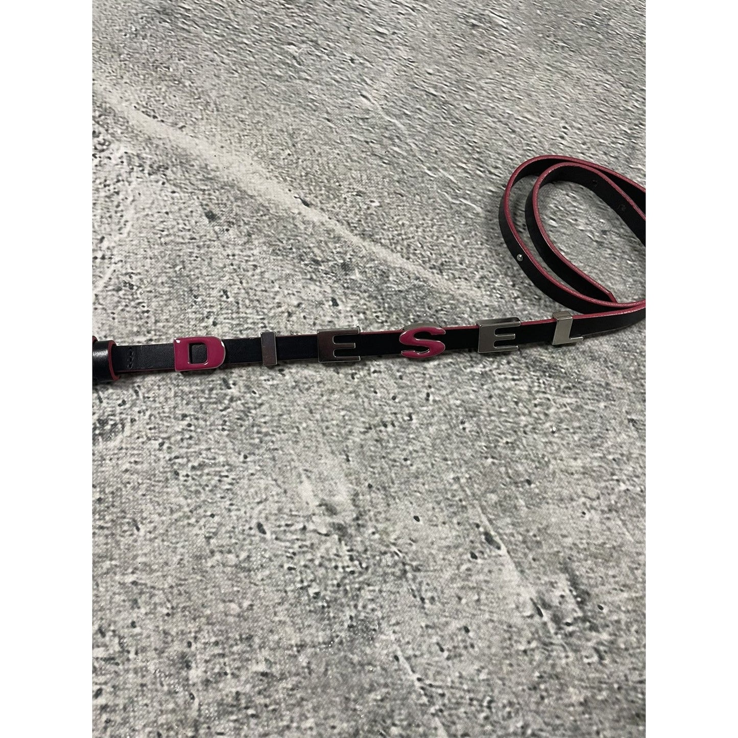 Diesel leather belt multicolour moving letters black pink