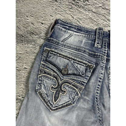 Rock Revival vintage light blue jeans Y2K Marcin white stitching