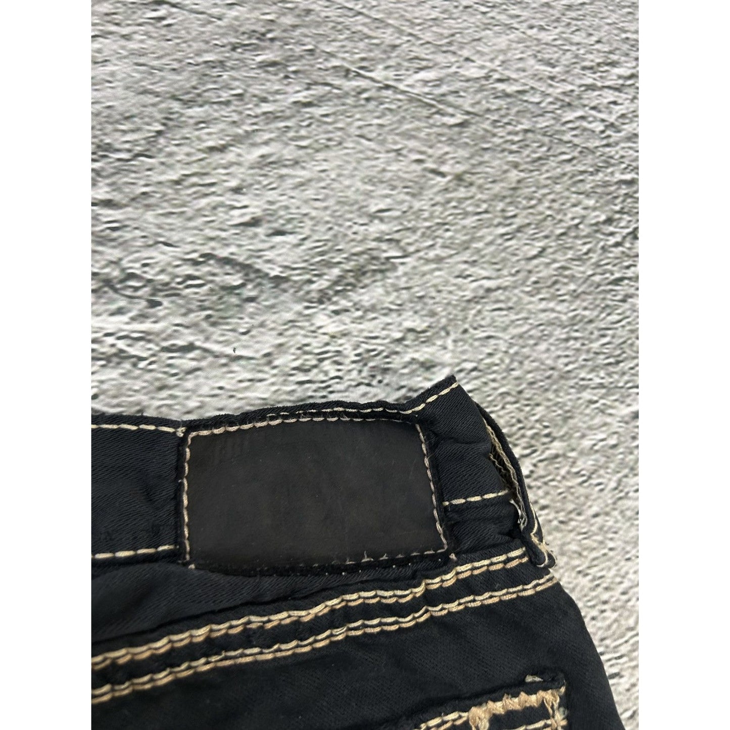 True Religion vintage black jeans denim thick stitching Y2K