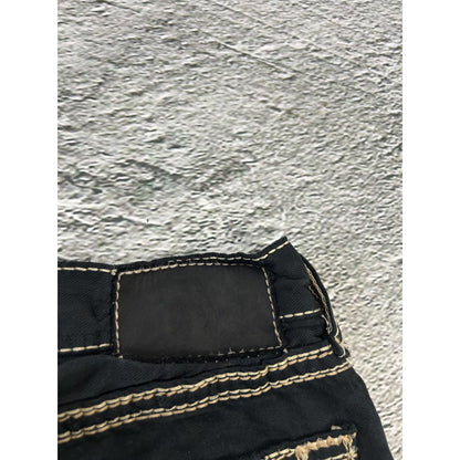 True Religion vintage black jeans denim thick stitching Y2K