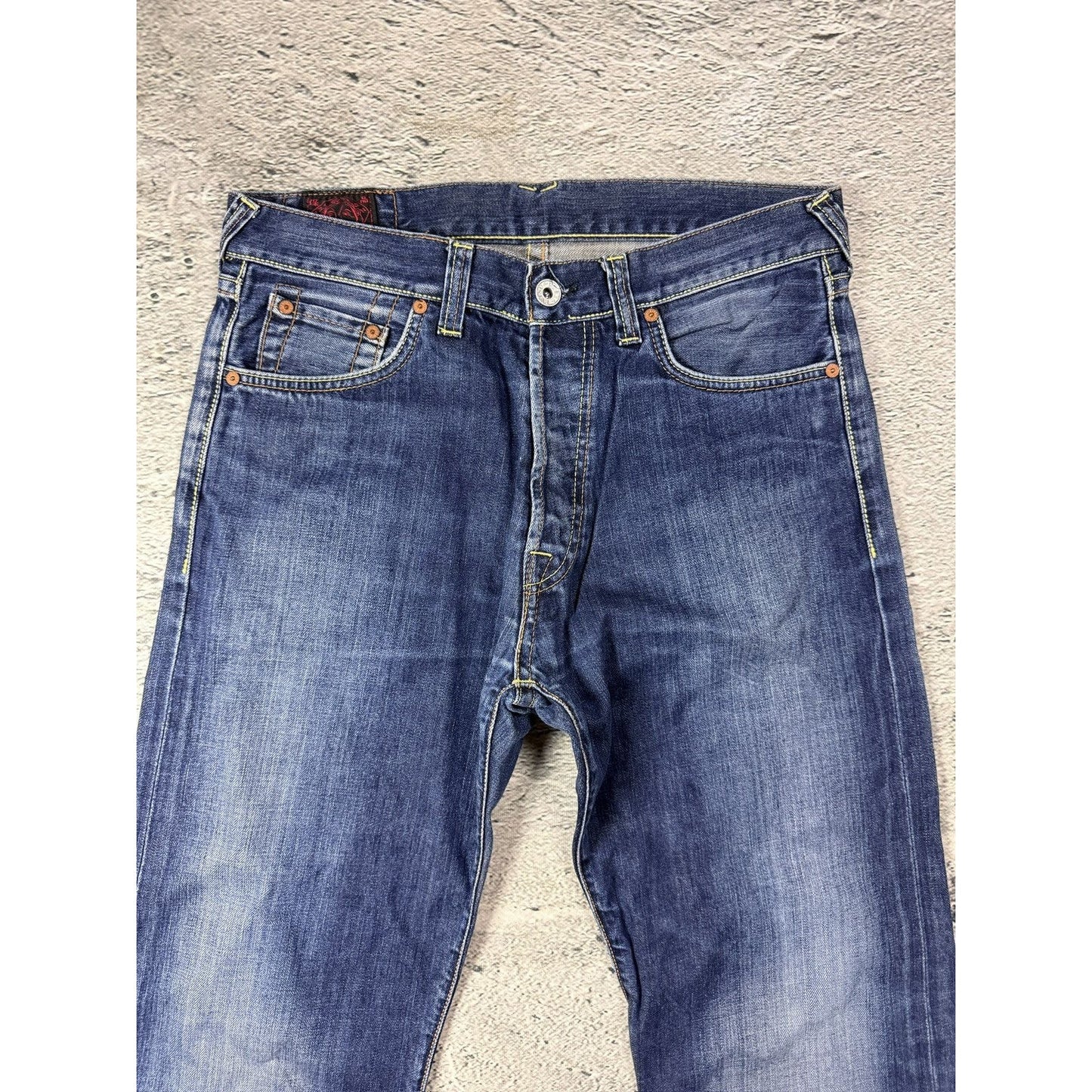 Evisu jeans vintage navy blue white seagulls EU ED