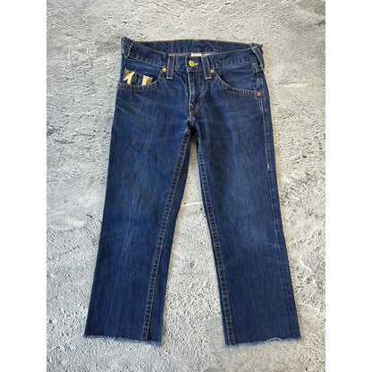 True Religion jeans big logo painted blue Y2K