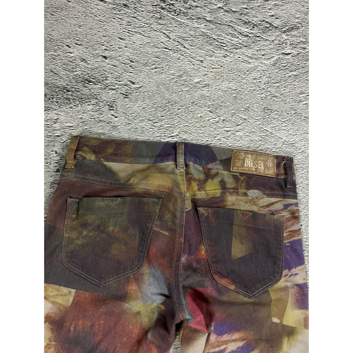 Diesel jeans skinny slim print flowers Y2K grey