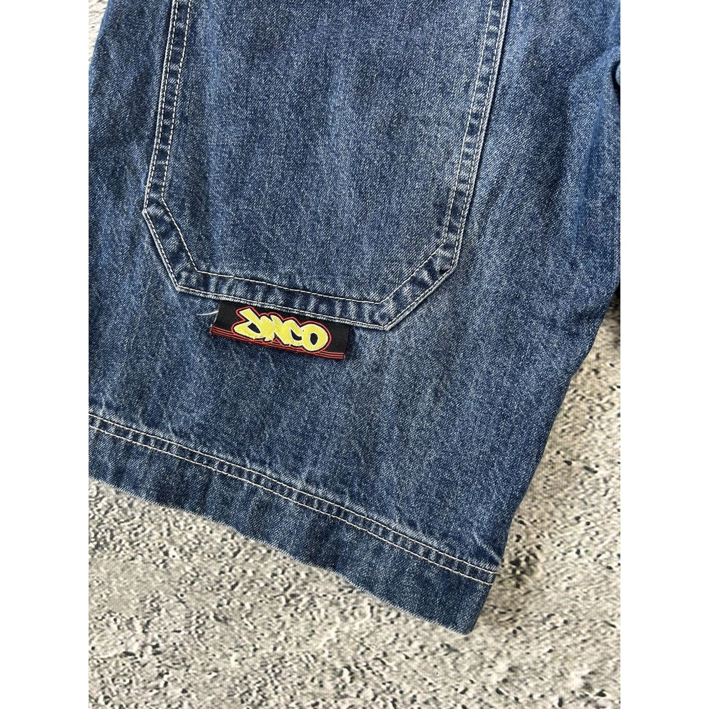 JNCO Jorts Y2K vintage blue denim shorts big logo