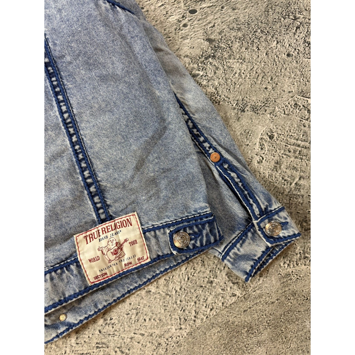 True Religion denim jacket trucker washed blue rope stitch