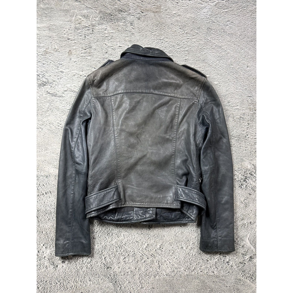 Allsaints Vintage Leather Jacket biker Avant Garde gray