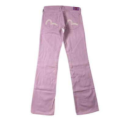 Evisu Donna Pink jeans bootcut flared seagull embroidery