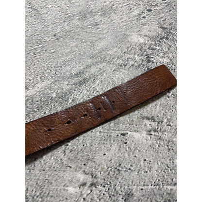 Diesel leather belt big buckle Y2K brown