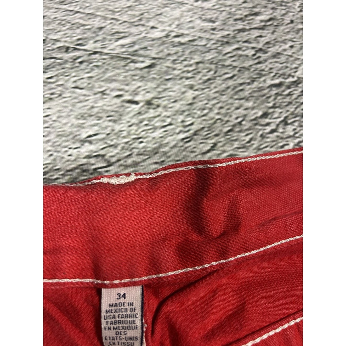 True Religion red jeans contrast stitching straight w flaps