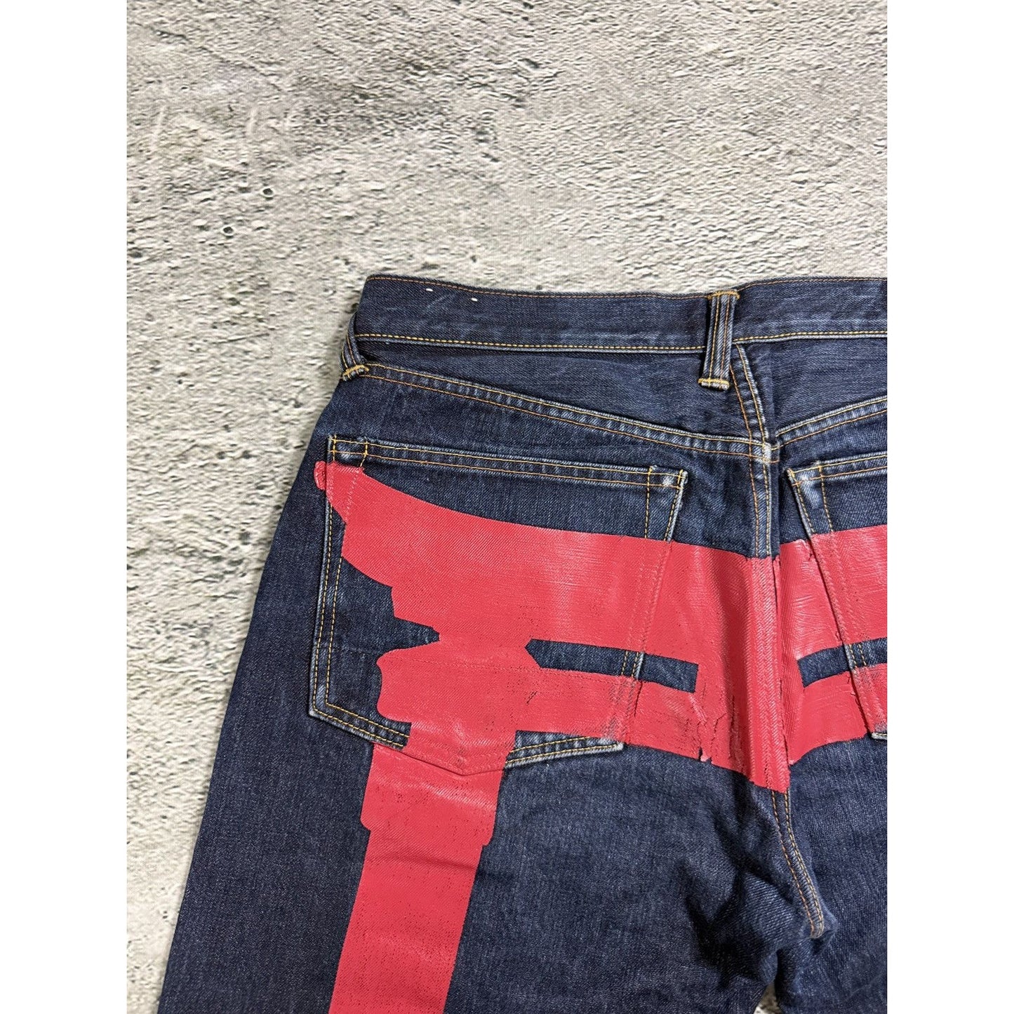 Evisu jeans daicock big logo red selvedge denim
