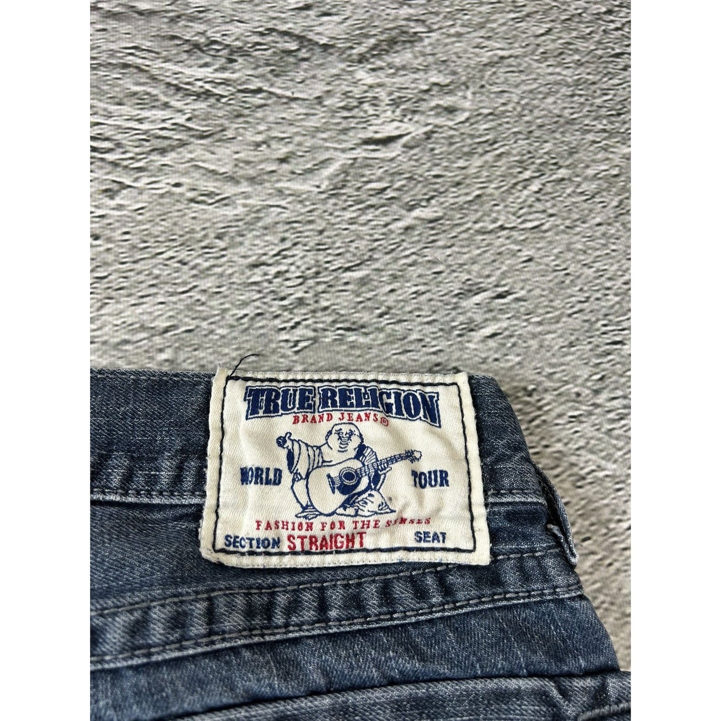 True Religion vintage jeans navy blue thick stitching Y2K