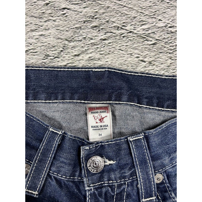 True Religion blue jeans white stitching straight