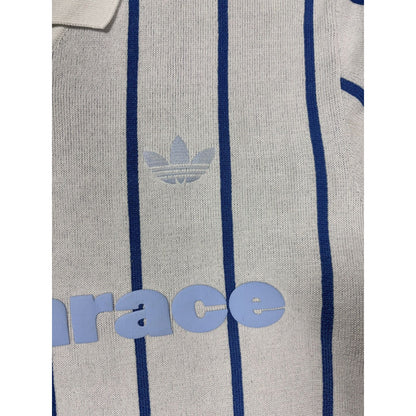 Adidas Human Made polo T-shirt blue striped jersey