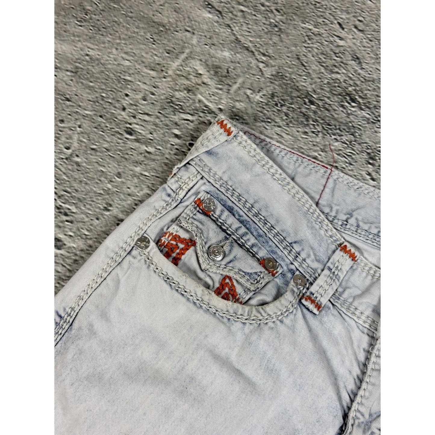 True Religion vintage white jeans straight mega T Orange