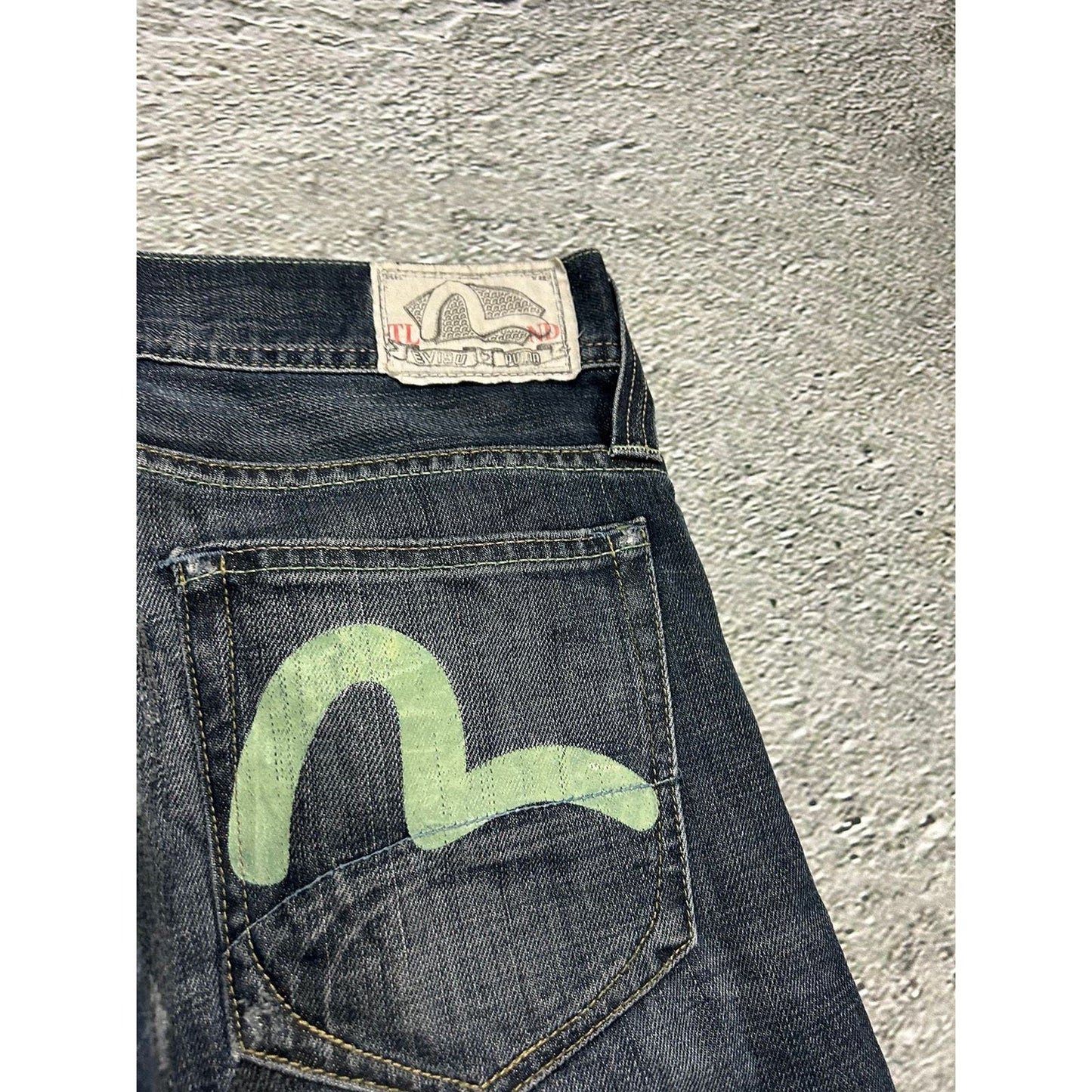 Evisu x Puma vintage grey jeans mint seagulls Y2K