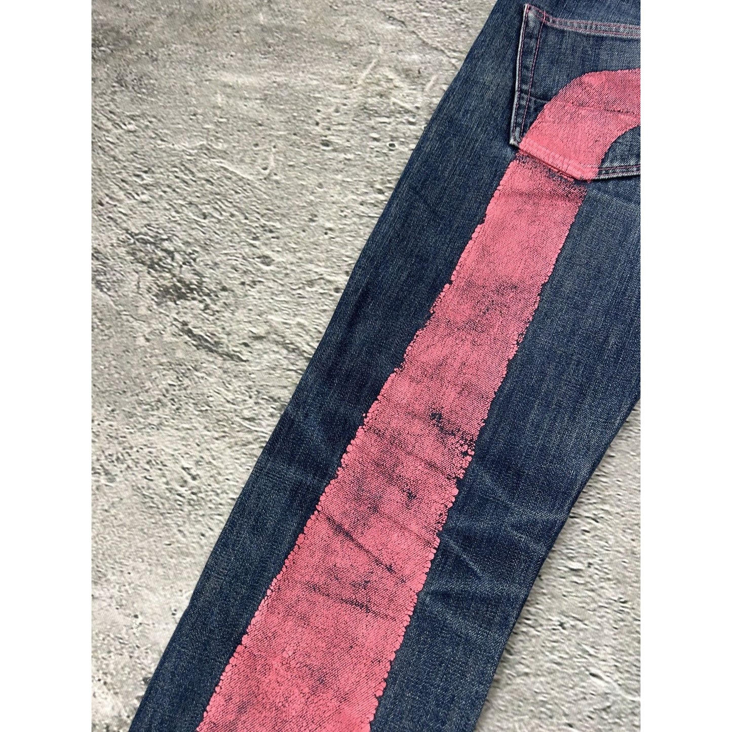 Evisu jeans daicock big logo pink selvedge denim Japan
