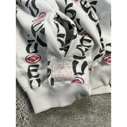 Evisu full zip hoodie white full print logo black vintage