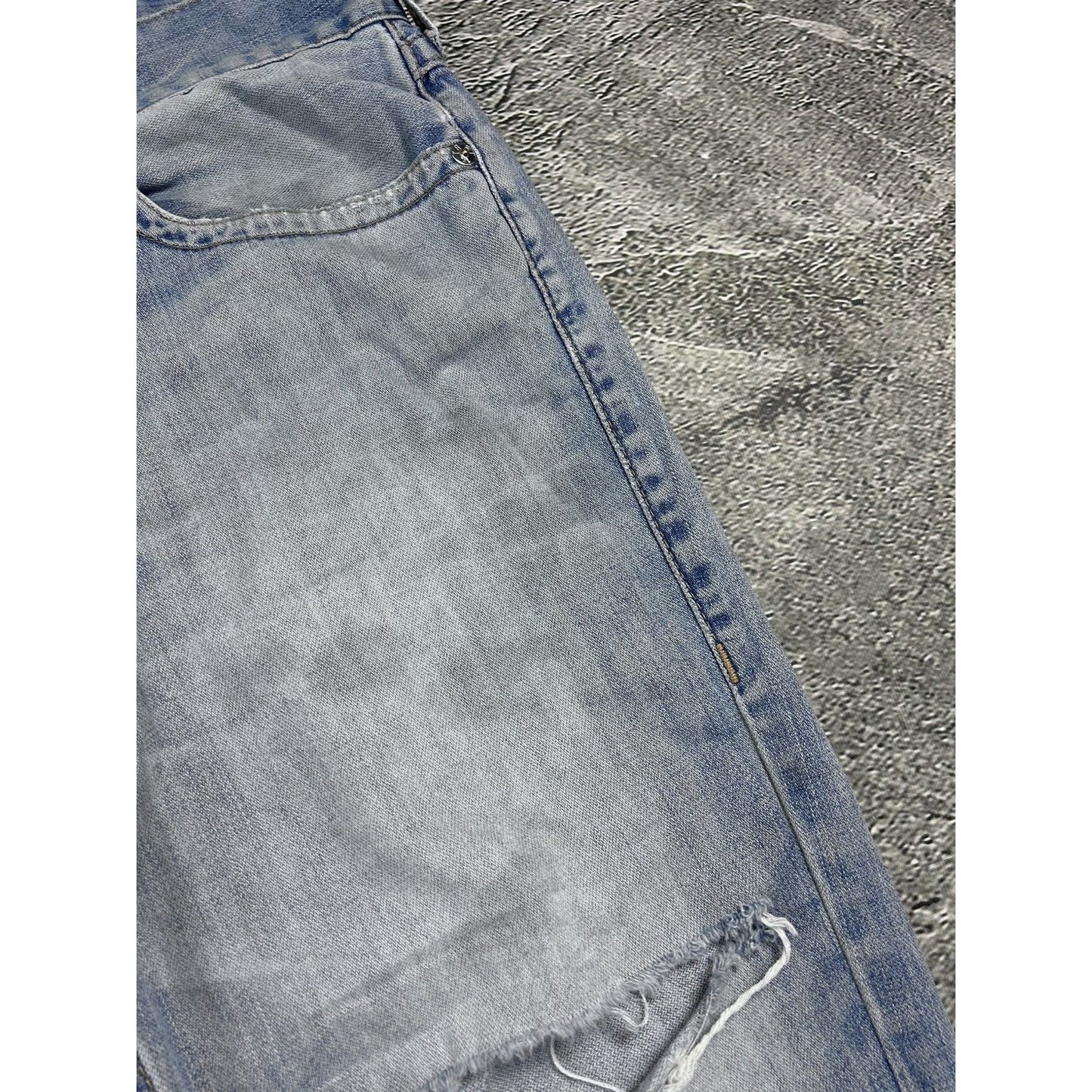 True Religion baby blue jeans contrast stitching straight