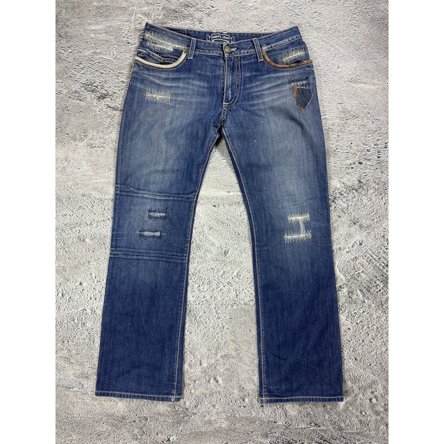Robins jeans blue jeans straight Y2K blue brown