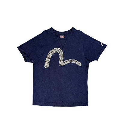 Evisu t-shirt vintage big logo studded navy seagull