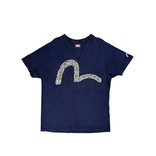 Evisu t-shirt vintage big logo studded navy seagull