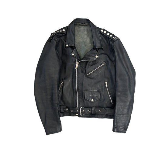 Vintage Leather Jacket Avant Garde Rare Black Studded