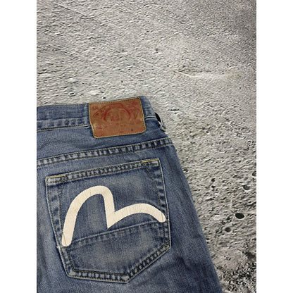 Evisu Genes jeans vintage denim baby blue white seagull Y2K